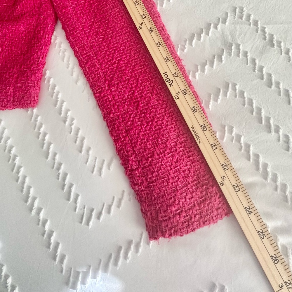 RACHEL ZOE FUCHSIA TWEED CROPPED BLAZER WITH GOLD TONE BUTTONS SZ XS - Picture 12 of 13